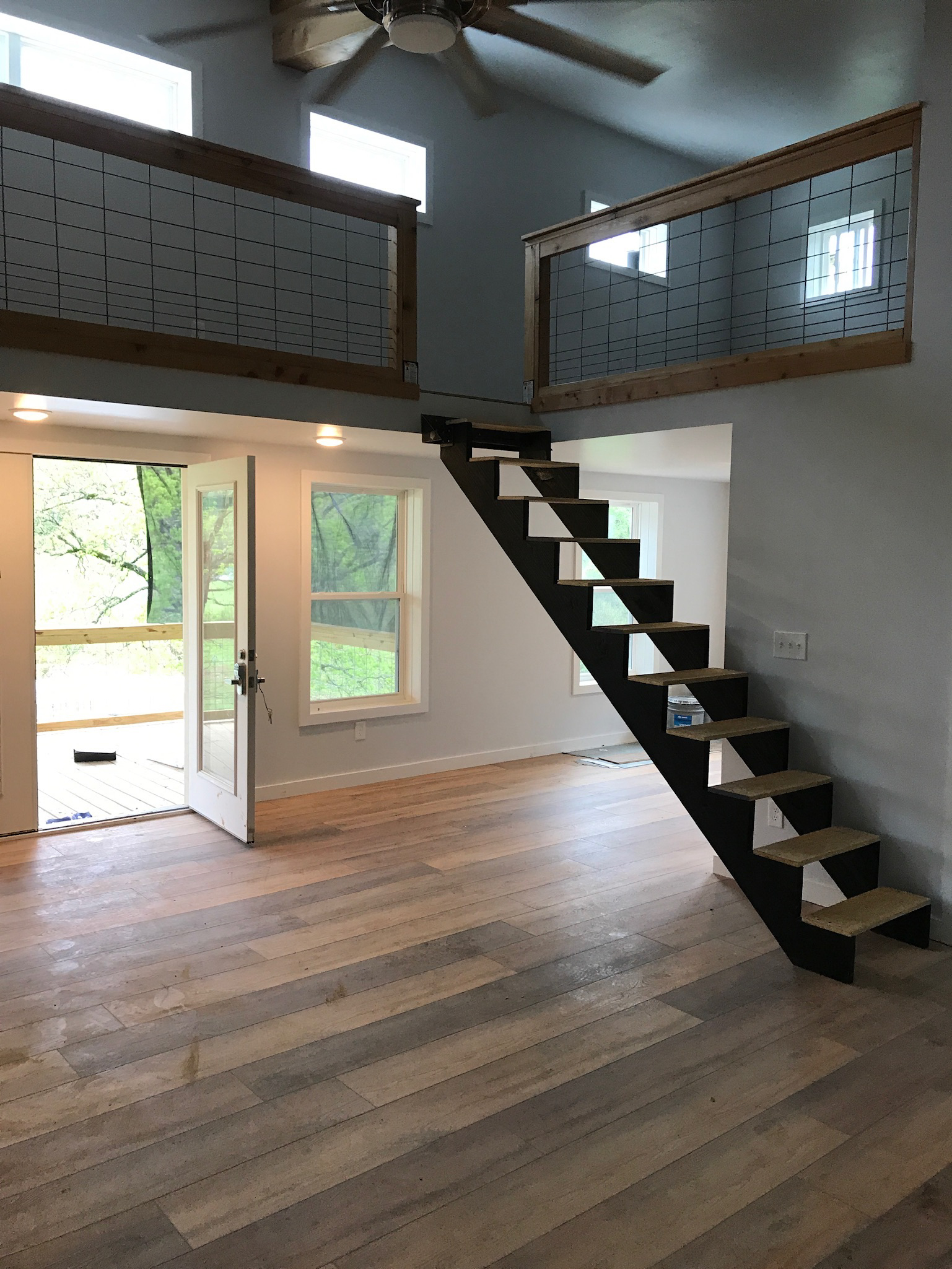 Stairs up to a loft